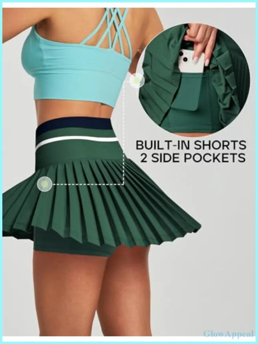 Women's Pleated Tennis Skirt with Pockets High Waisted Golf Skort Athletic Skirt